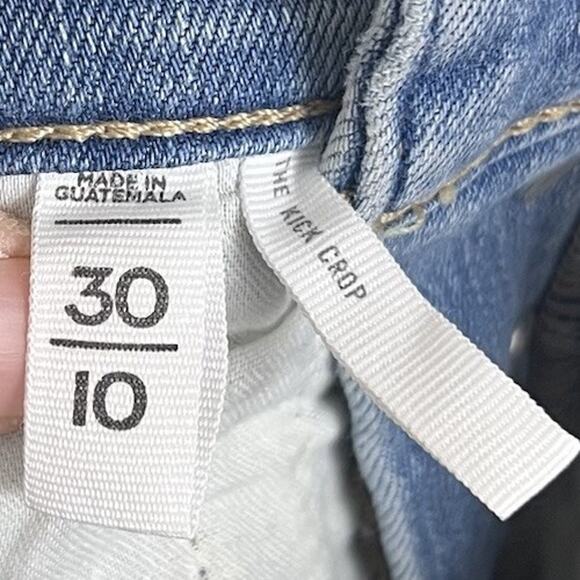 LOFT Curvy Kick Crop Flare Jeans Size 10 30 Light Wash Button Fly Frayed Hem - Picture 5 of 6